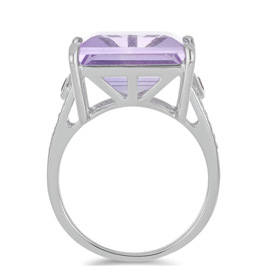 Silberring mit Rose De France Amethyst und weißem Topas