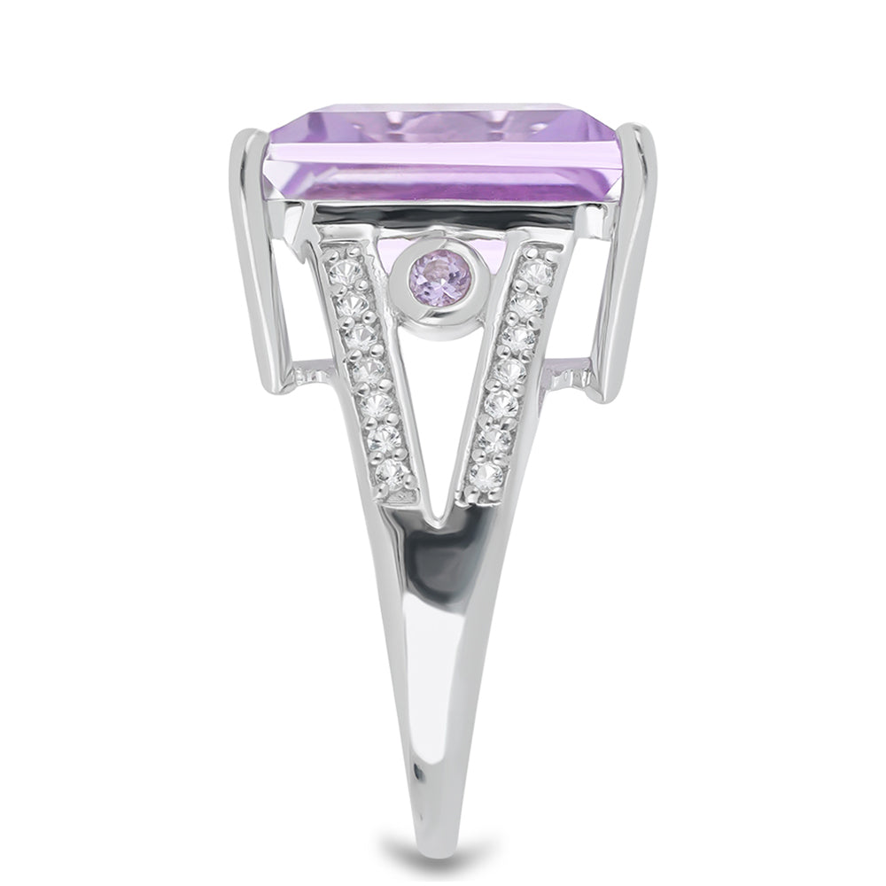 Silberring mit Rose De France Amethyst und weißem Topas 4 