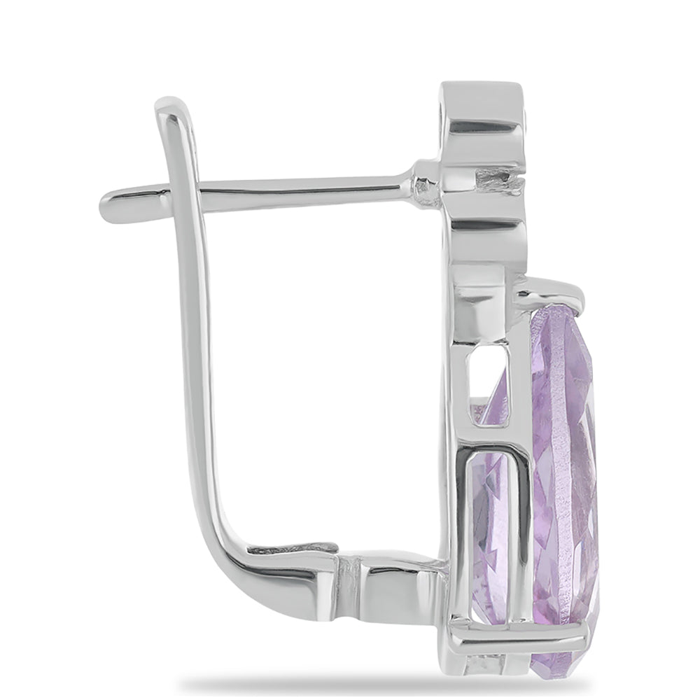 Silberohrringe mit Rose De France Amethyst und weißem Topas 2 