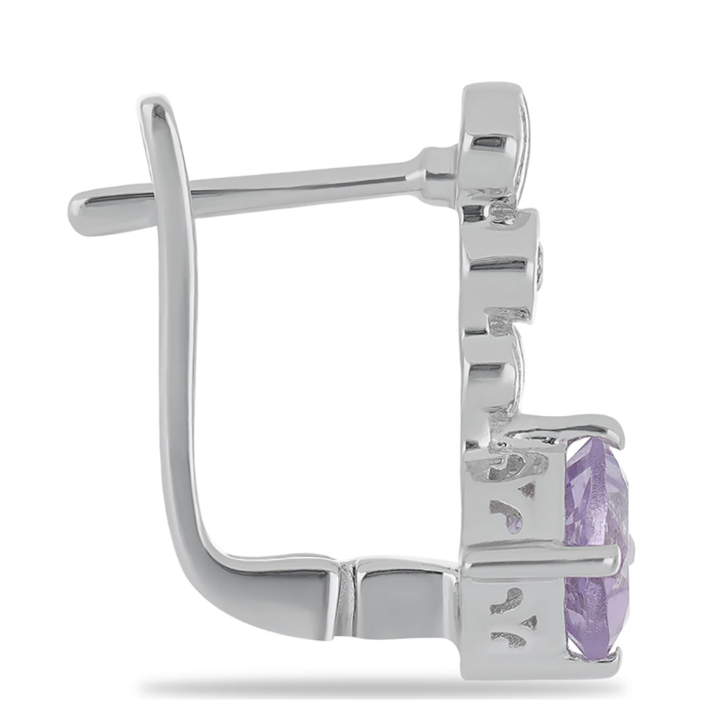 Silberohrringe mit Rose De France Amethyst und weißem Topas 2 