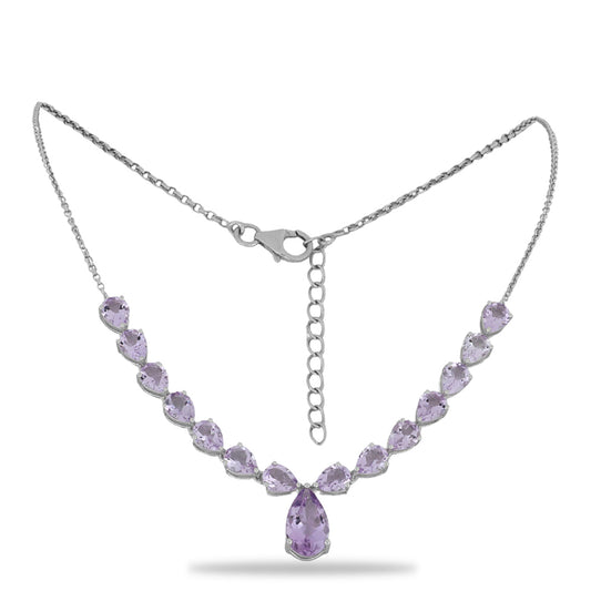 Silberhalskette mit Rose De France Amethyst