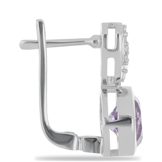 Silberohrringe mit Rose De France Amethyst und weißem Topas