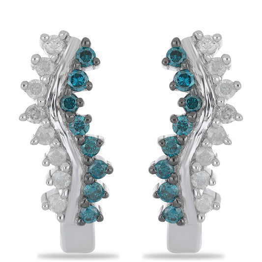 Silberohrringe mit blauem Diamant und weißem Diamant