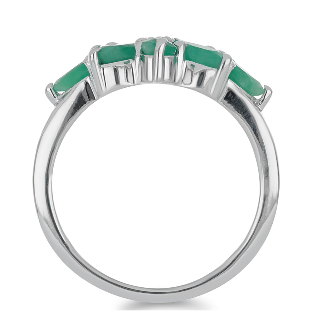 Silberring mit brasilianischem Smaragd und weißem Topas 2 