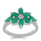 Silberring mit brasilianischem Smaragd und weißem Topas