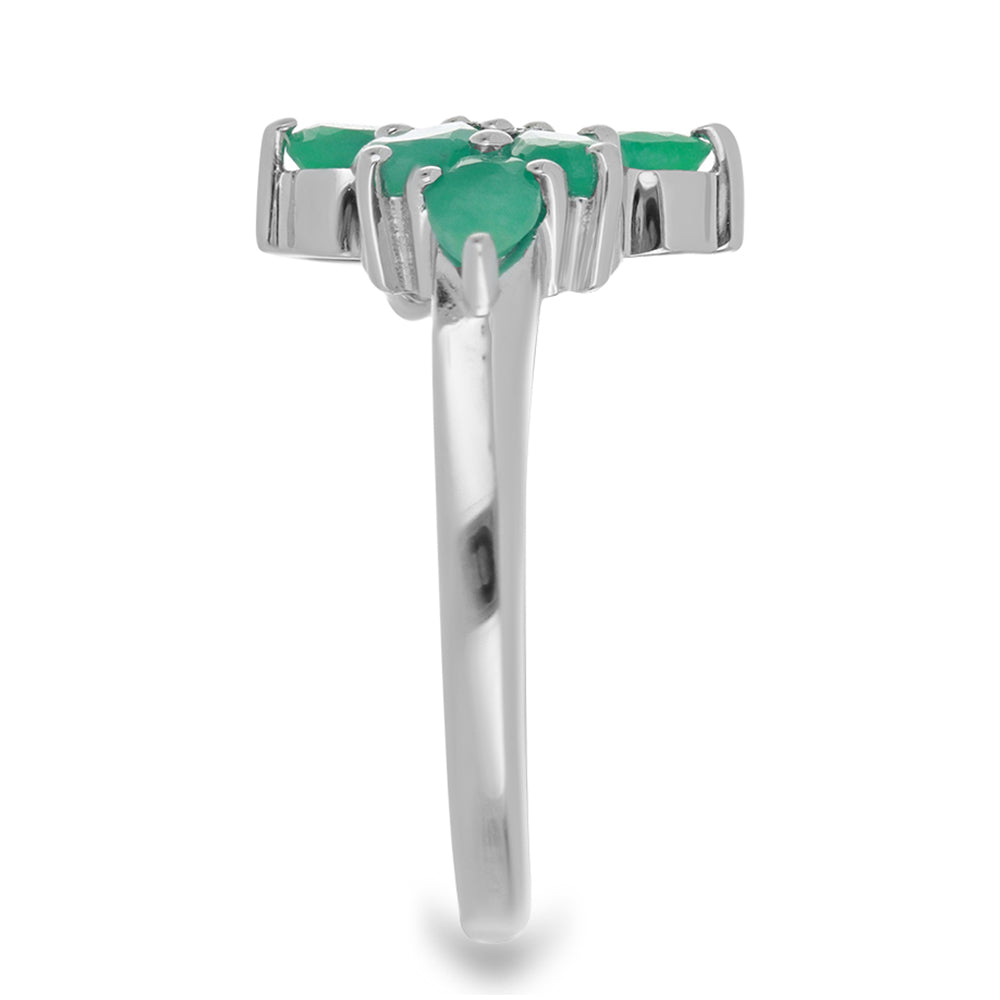 Silberring mit brasilianischem Smaragd und weißem Topas 4 