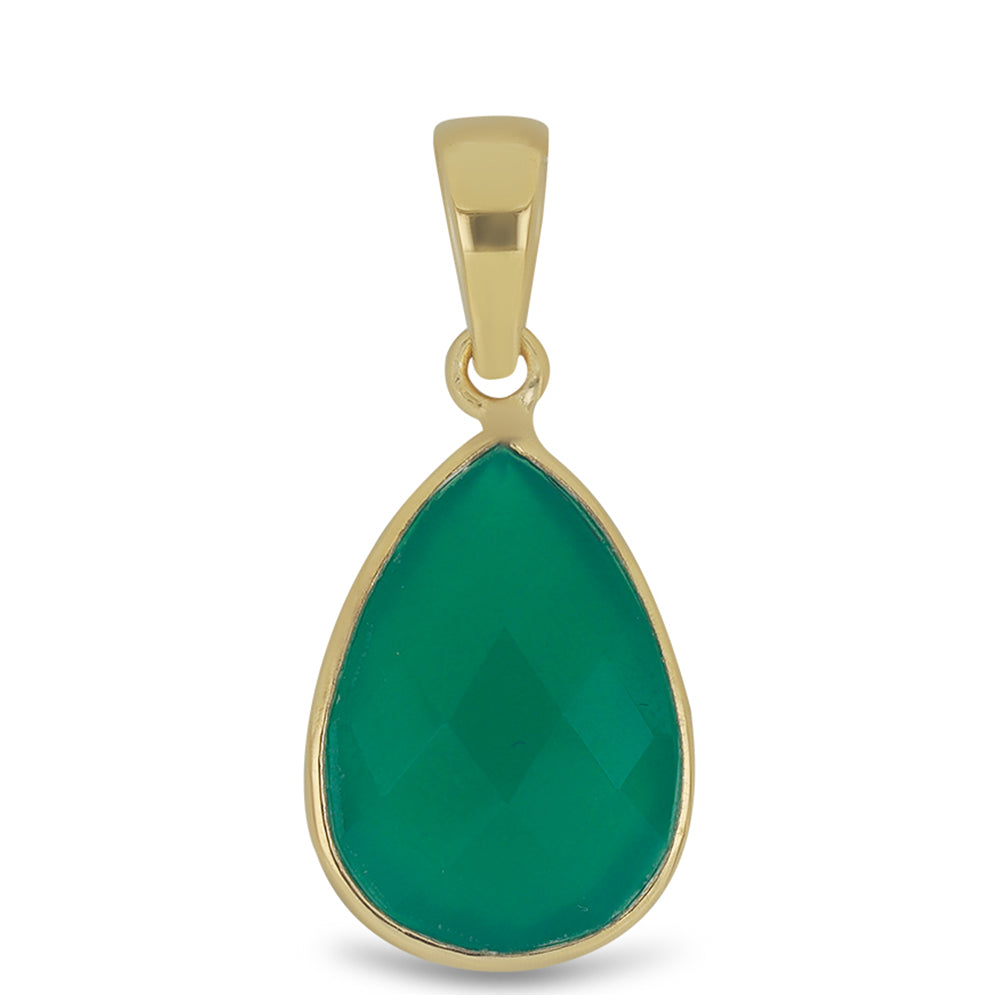 Goldplattierter Silberanhänger mit grünem Onyx 1 