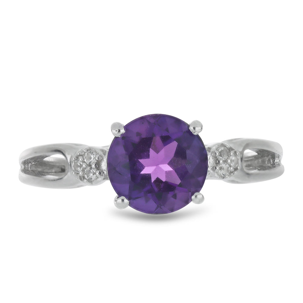 Silberring mit marokkanischem Amethyst und weißem Topas 1 
