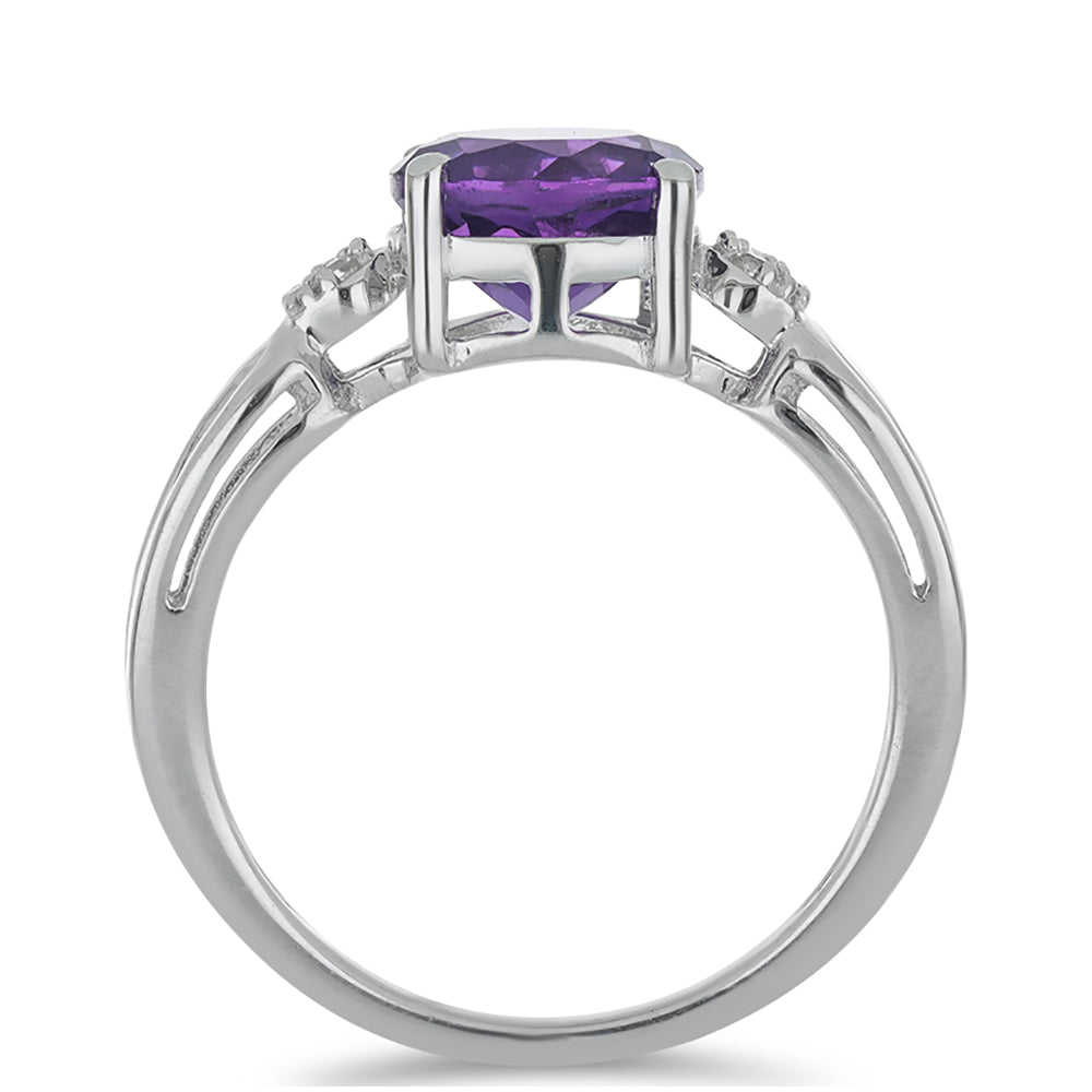 Silberring mit marokkanischem Amethyst und weißem Topas 2 