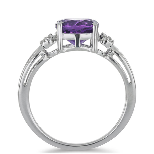 Silberring mit marokkanischem Amethyst und weißem Topas