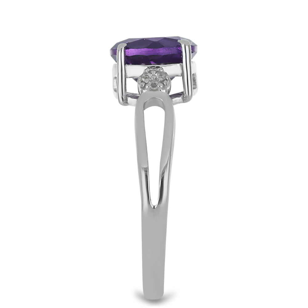 Silberring mit marokkanischem Amethyst und weißem Topas 4 