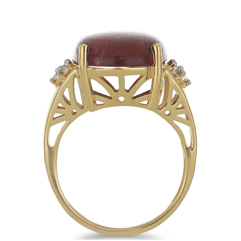 Goldplattierter Silberring mit rotem Jaspis und weißem Topas 6 