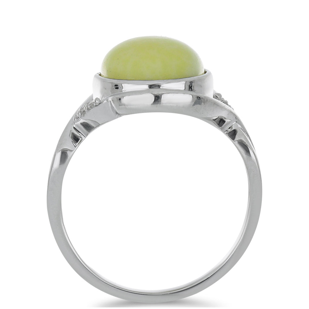 Silberring mit gelbem Serpentin und weißem Topas