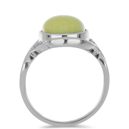 Silberring mit gelbem Serpentin und weißem Topas