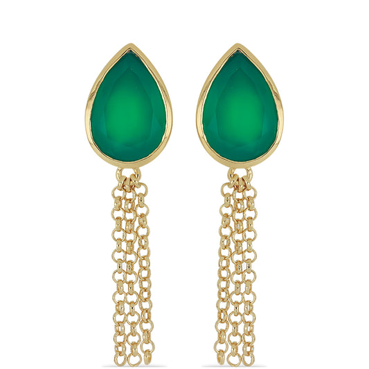 Goldplattierte Silberohrringe mit grünem Onyx