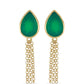 Goldplattierte Silberohrringe mit grünem Onyx