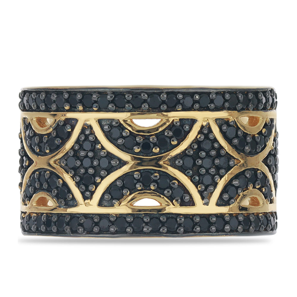 Goldplattierter Silberring mit schwarzem Spinell aus Gorno Badakhshan 1 