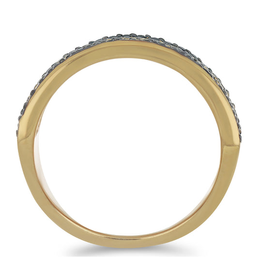 Goldplattierter Silberring mit schwarzem Spinell aus Gorno Badakhshan