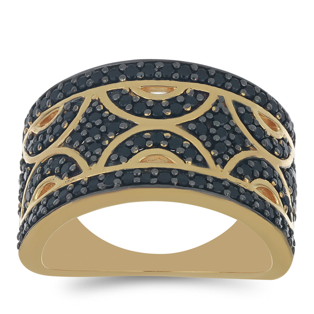 Goldplattierter Silberring mit schwarzem Spinell aus Gorno Badakhshan 3 