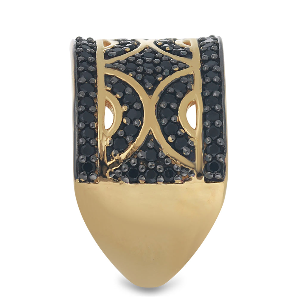 Goldplattierter Silberring mit schwarzem Spinell aus Gorno Badakhshan 4 