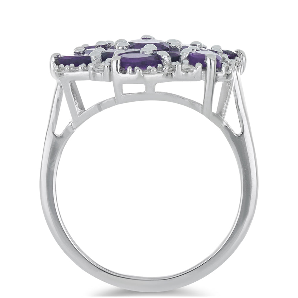 Silberring mit marokkanischem Amethyst und weißem Topas