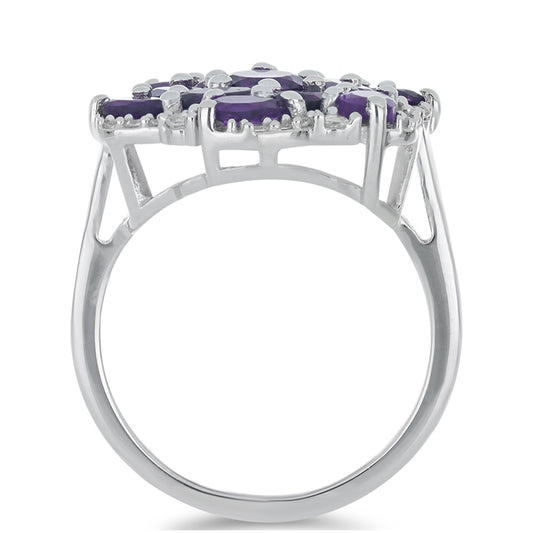 Silberring mit marokkanischem Amethyst und weißem Topas