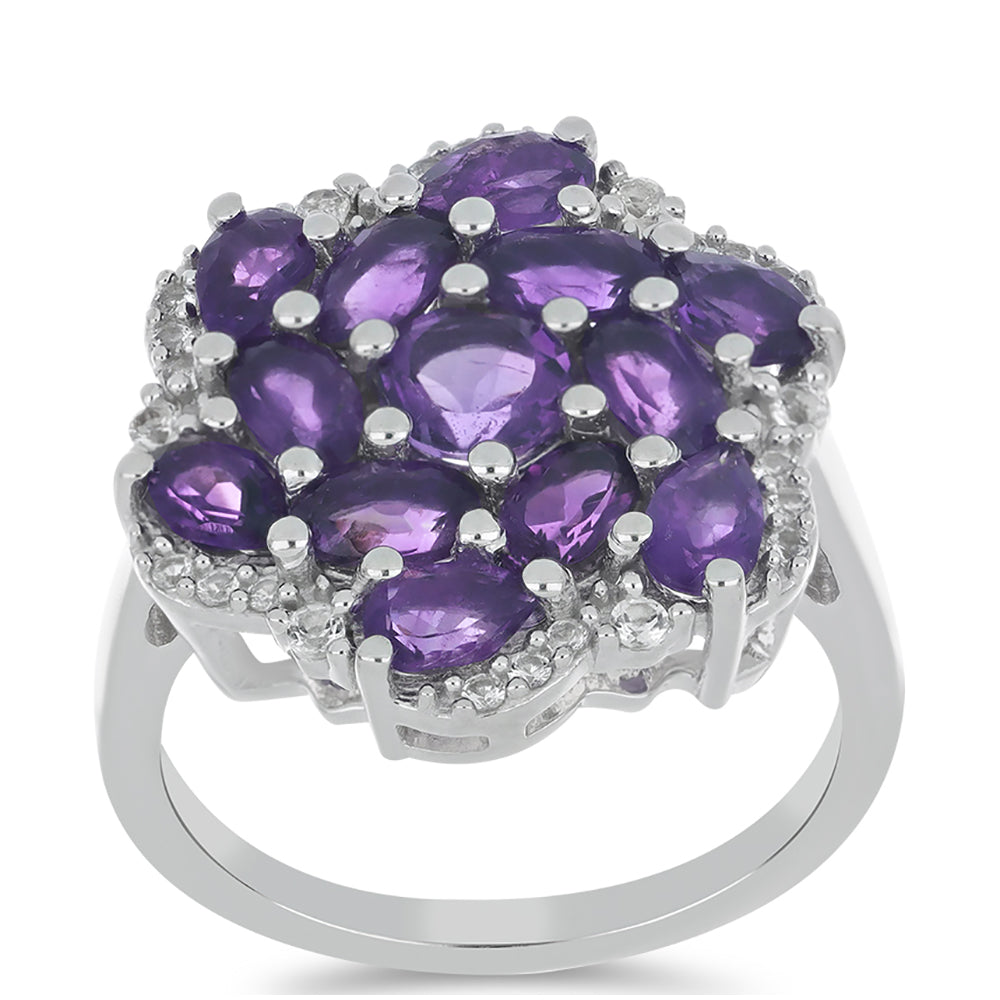 Silberring mit marokkanischem Amethyst und weißem Topas 3 