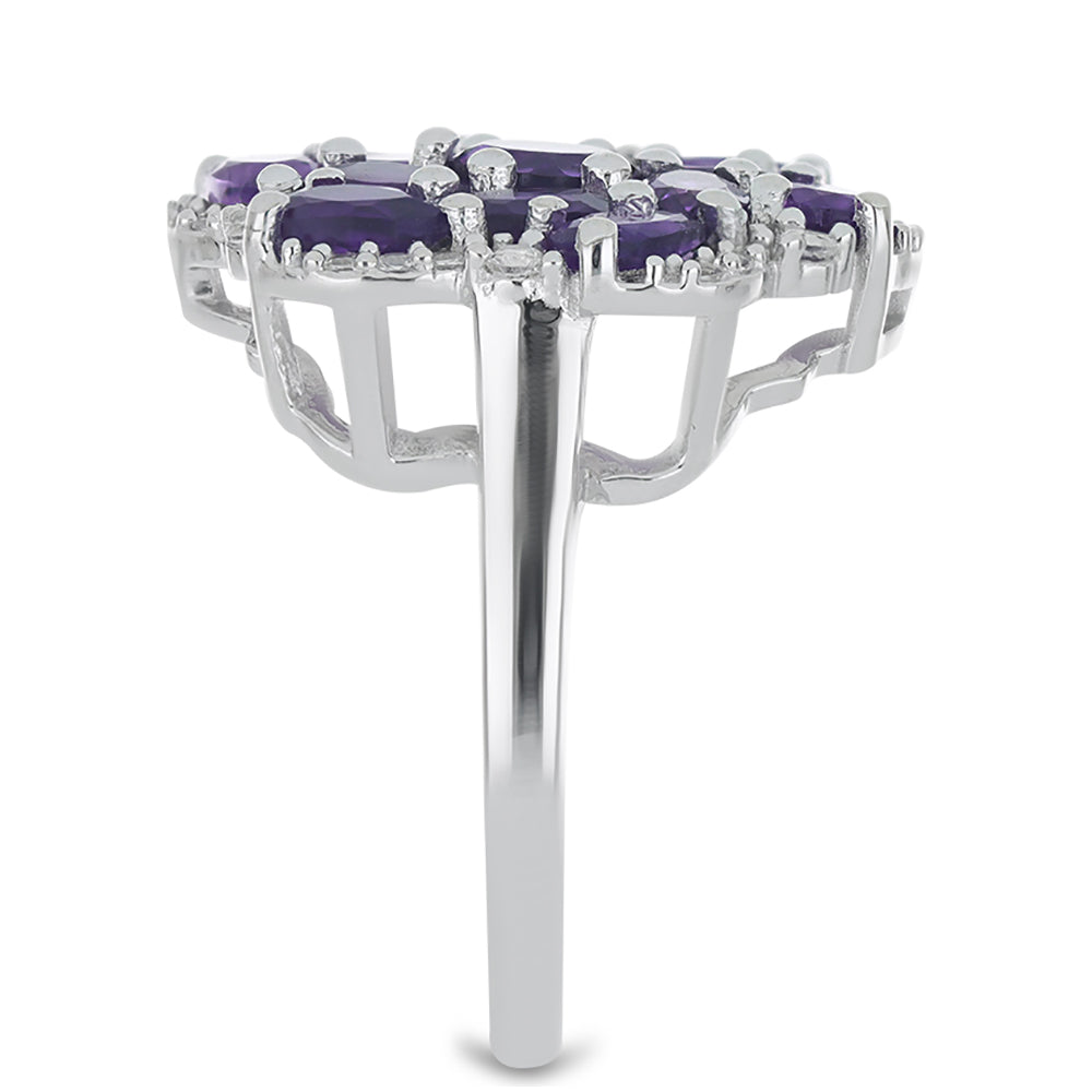 Silberring mit marokkanischem Amethyst und weißem Topas 4 