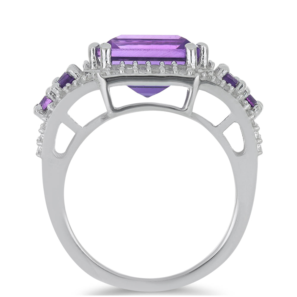 Silberring mit marokkanischem Amethyst und weißem Topas 2 