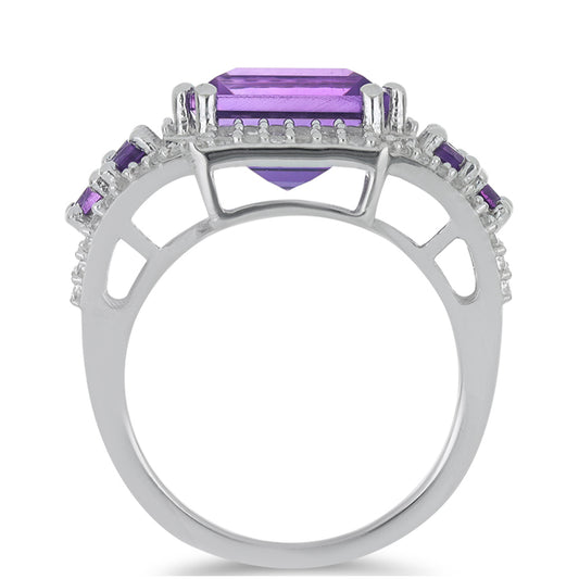 Silberring mit marokkanischem Amethyst und weißem Topas