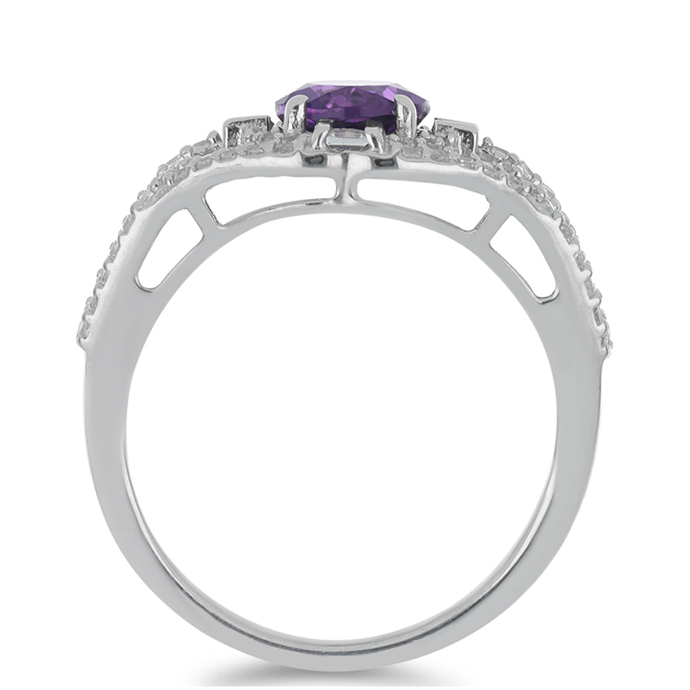 Silberring mit marokkanischem Amethyst und weißem Topas
