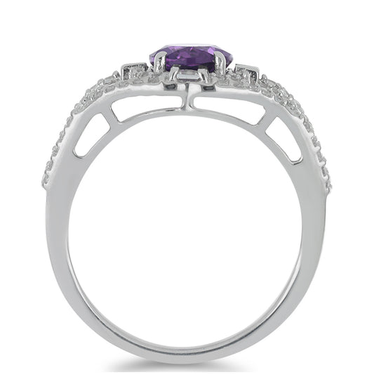 Silberring mit marokkanischem Amethyst und weißem Topas