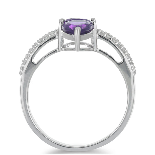 Silberring mit marokkanischem Amethyst und weißem Topas