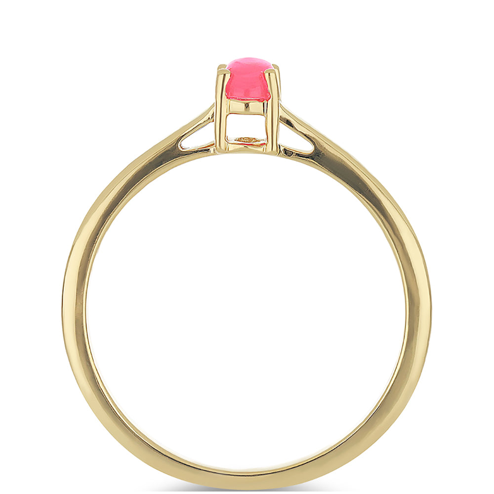 Goldplattierter Silberring mit rosa Opal aus Lega Dembi 2 