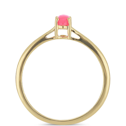 Goldplattierter Silberring mit rosa Opal aus Lega Dembi