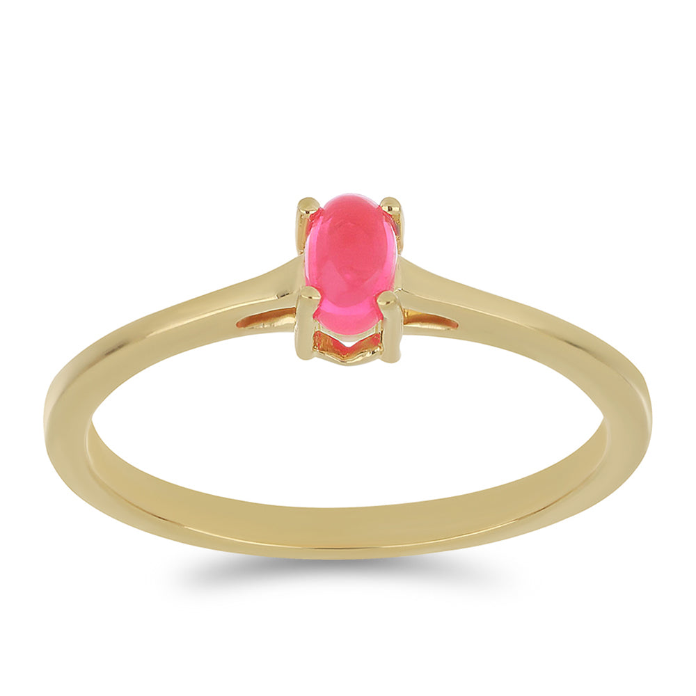 Goldplattierter Silberring mit rosa Opal aus Lega Dembi 3 