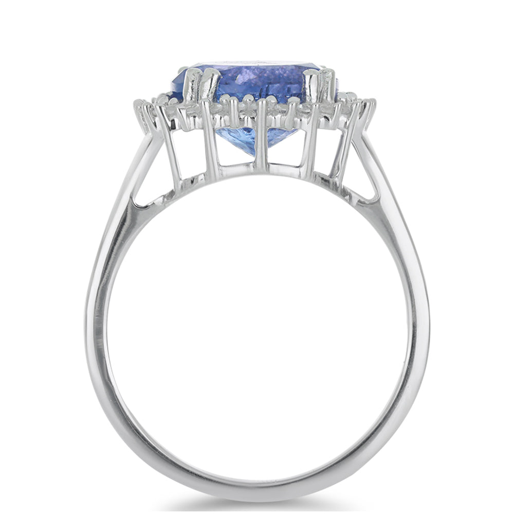 Silberring mit Tansanit - Klasse AA und weißem Topas