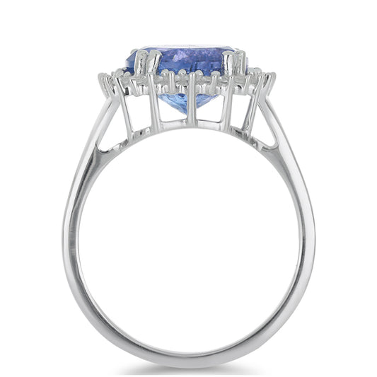 Silberring mit Tansanit - Klasse AA und weißem Topas