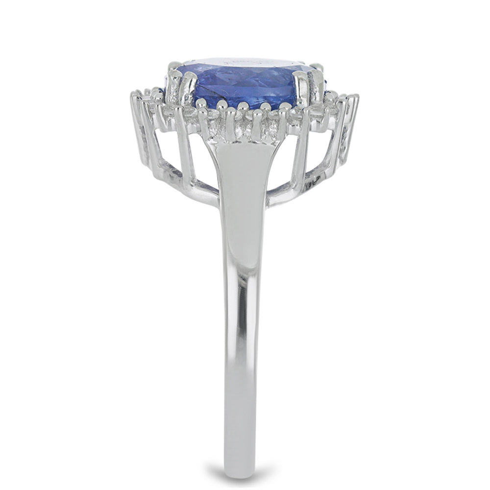 Silberring mit Tansanit - Klasse AA und weißem Topas 4 