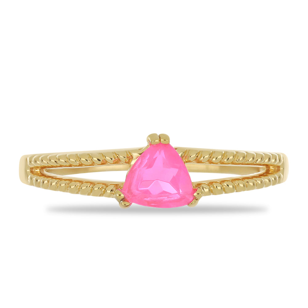 Goldplattierter Silberring mit rosa Opal aus Lega Dembi