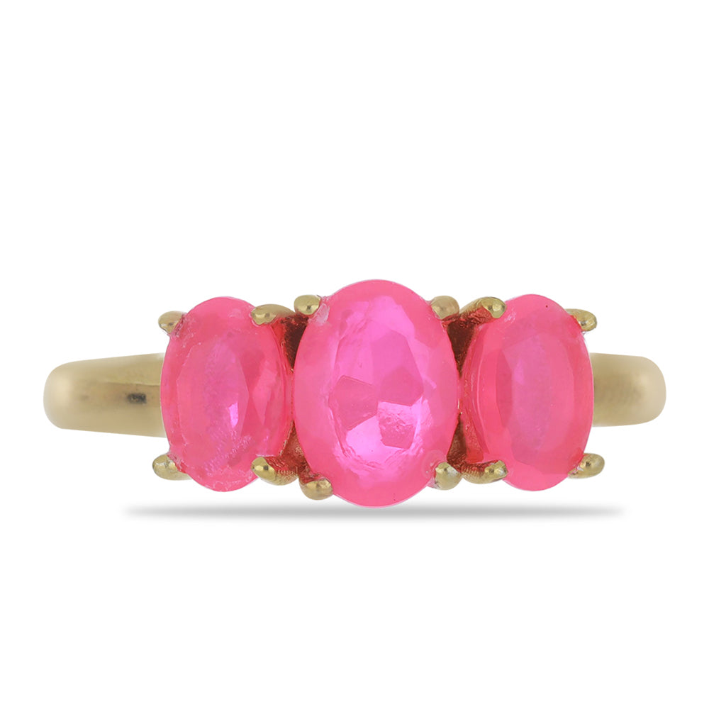 Goldplattierter Silberring mit rosa Opal aus Lega Dembi 1 