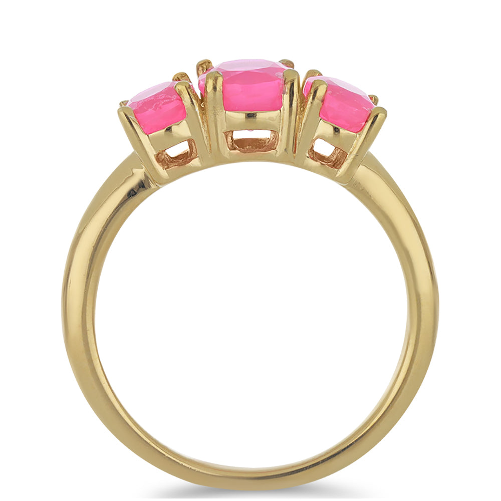 Goldplattierter Silberring mit rosa Opal aus Lega Dembi