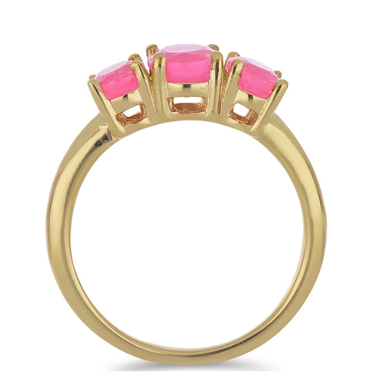 Goldplattierter Silberring mit rosa Opal aus Lega Dembi