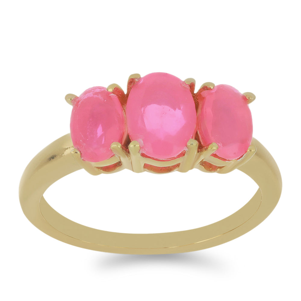 Goldplattierter Silberring mit rosa Opal aus Lega Dembi 3 