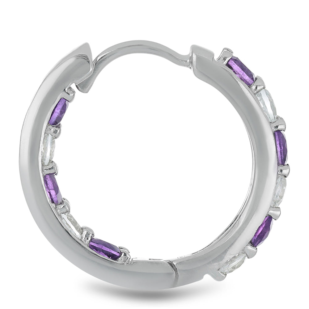 Silberohrringe mit marokkanischem Amethyst und weißem Topas