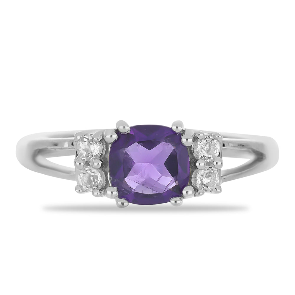 Silberring mit marokkanischem Amethyst und weißem Topas 1 