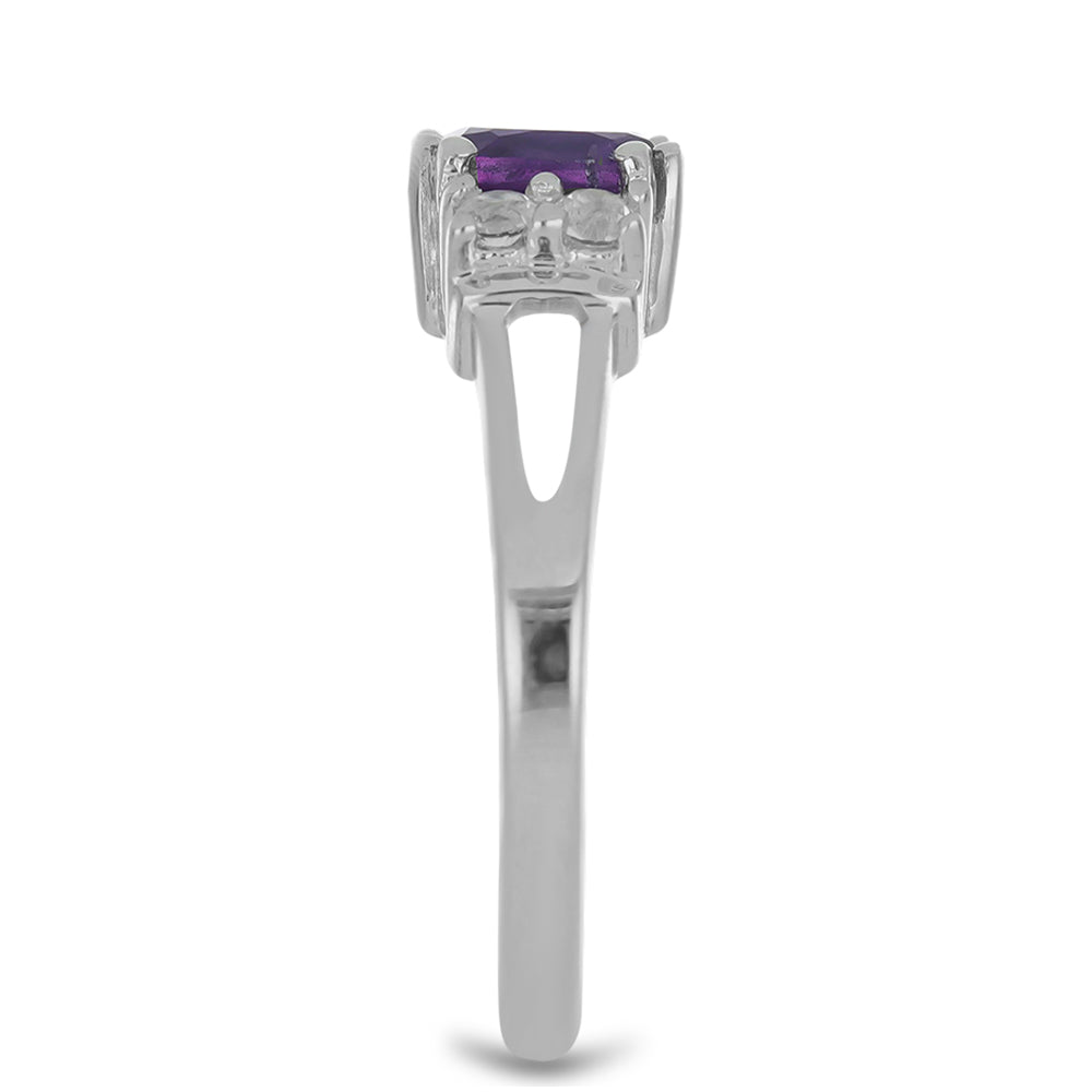Silberring mit marokkanischem Amethyst und weißem Topas