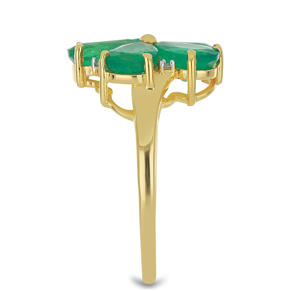 Goldring mit sambischem Smaragd und natürlichem weißem Zirkon 4 