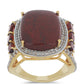 Goldplattierter Silberring mit rotem Jaspis und Barton Granat