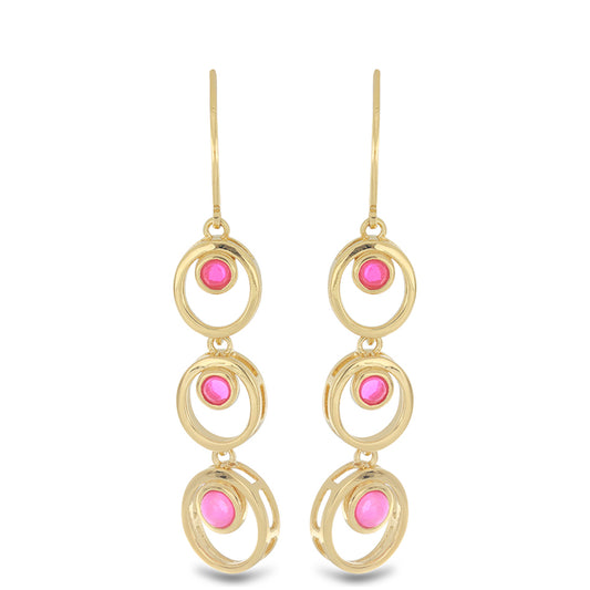 Goldplattierte Silberohrringe mit rosa Opal aus Lega Dembi
